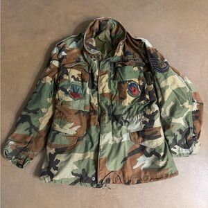 Camouflage Military Jacket with Patches